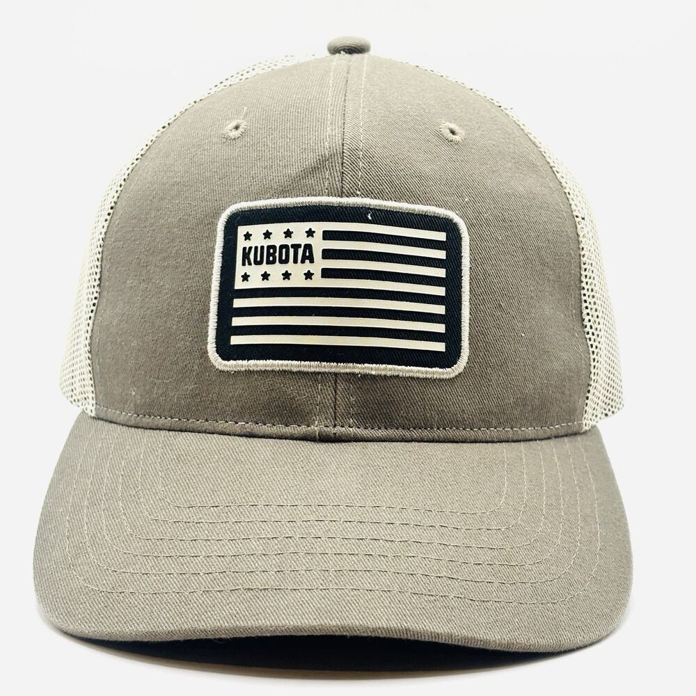 Kubota hat cap flag olive mesh adjustable